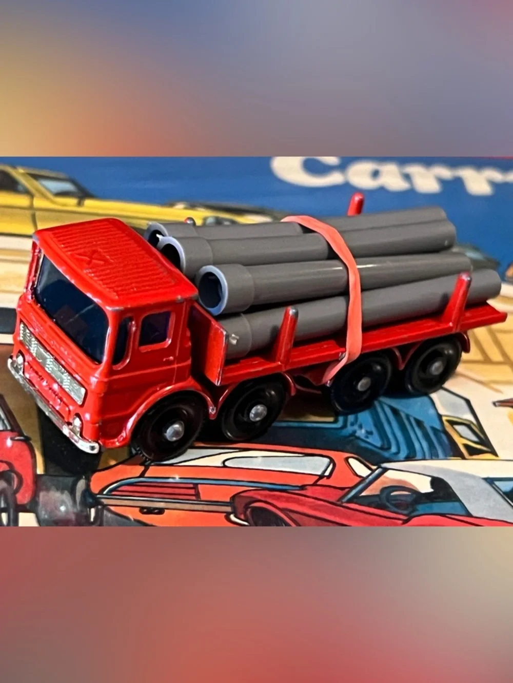 Vintage Matchbox Superfast No. 10 Leyland Pipe Truck Red w/ Pipes Lesney England